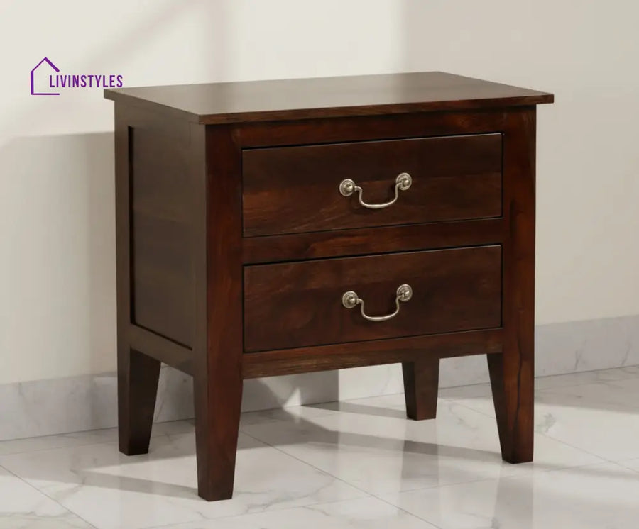 Jalandhar Wooden Two Drawers Bedside Table - Bedside Table