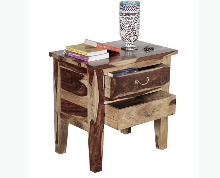Jalandhar Wooden Two Drawers Bedside Table