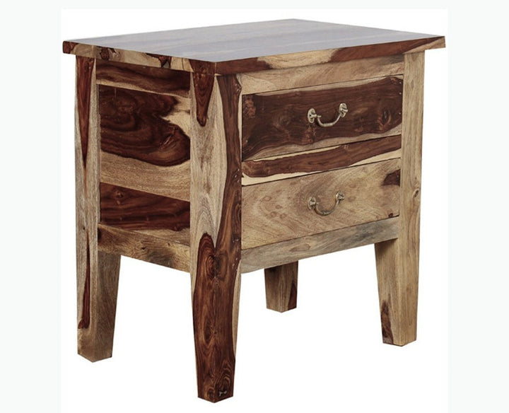 Jalandhar Wooden Two Drawers Bedside Table