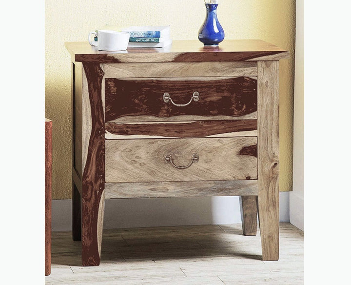 Jalandhar Wooden Two Drawers Bedside Table
