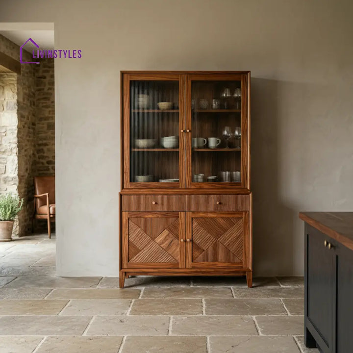 James Classic Kitchen Cabinet with Glass (Honey Finish)