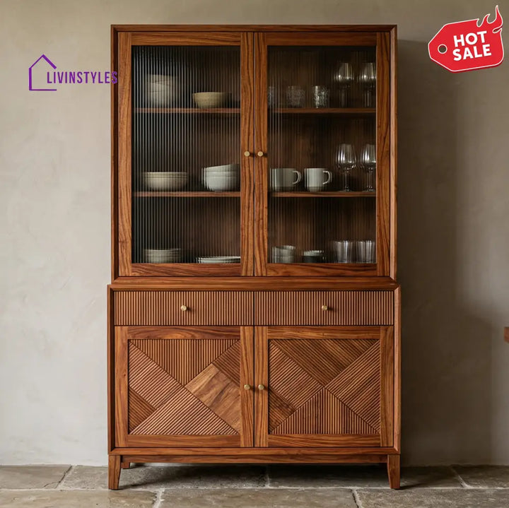 James Classic Kitchen Cabinet with Glass (Honey Finish)
