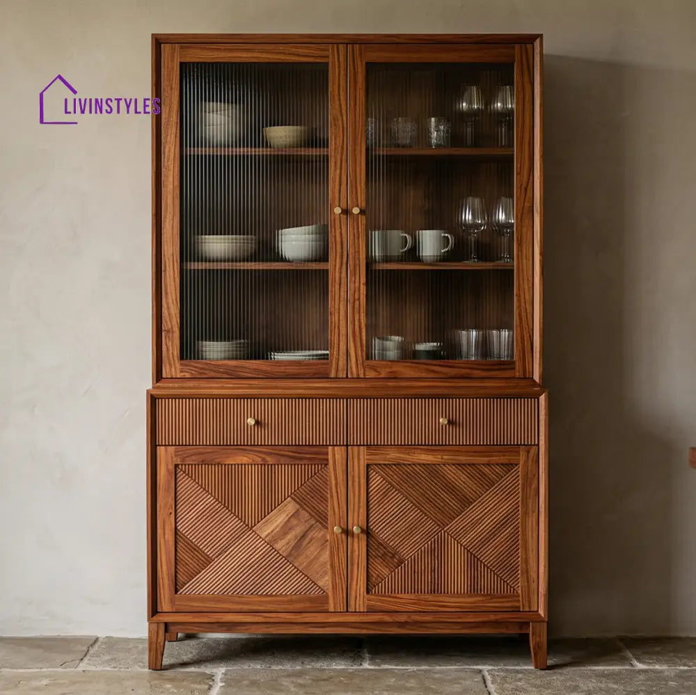James Classic Kitchen Cabinet with Glass (Honey Finish)