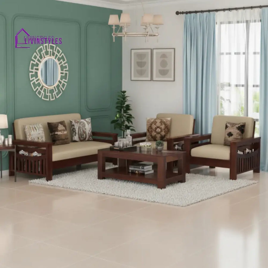 James Solid Sheesham Wood Sofa Set | Wooden Sofa Set for Living Room