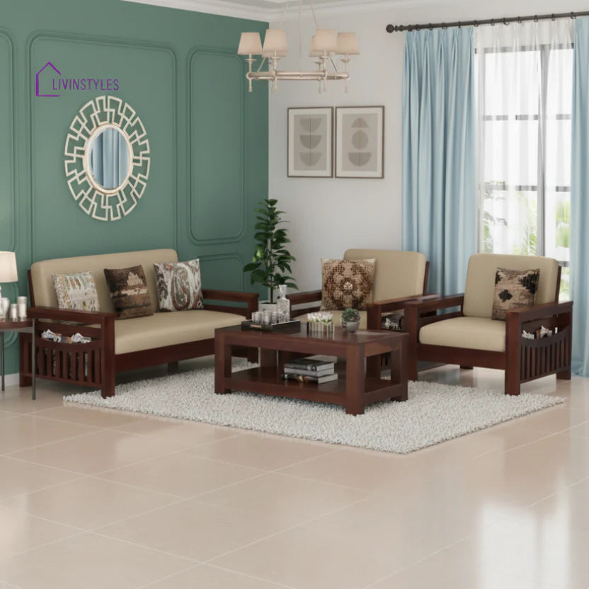 James Solid Sheesham Wood Sofa Set | Wooden Sofa Set for Living Room