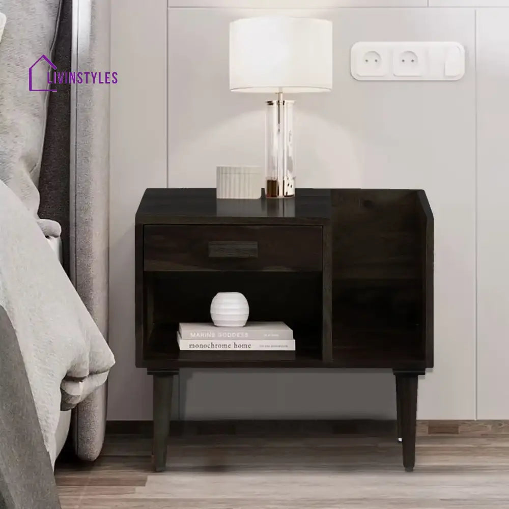 Nexo Solid Wood Bed Side Table Walnut Bedroom Furniture Sets