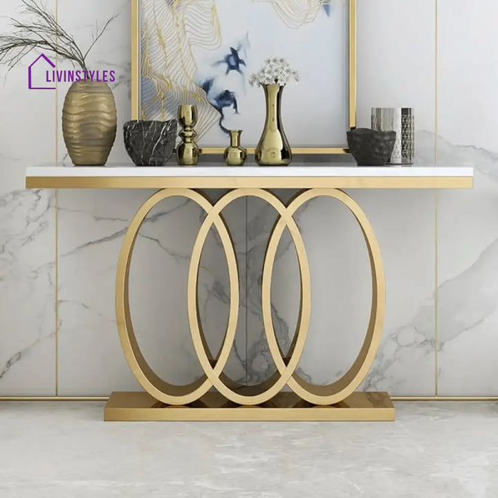 James Stainless Steel With Pvd Coated And Marble Top Console Table