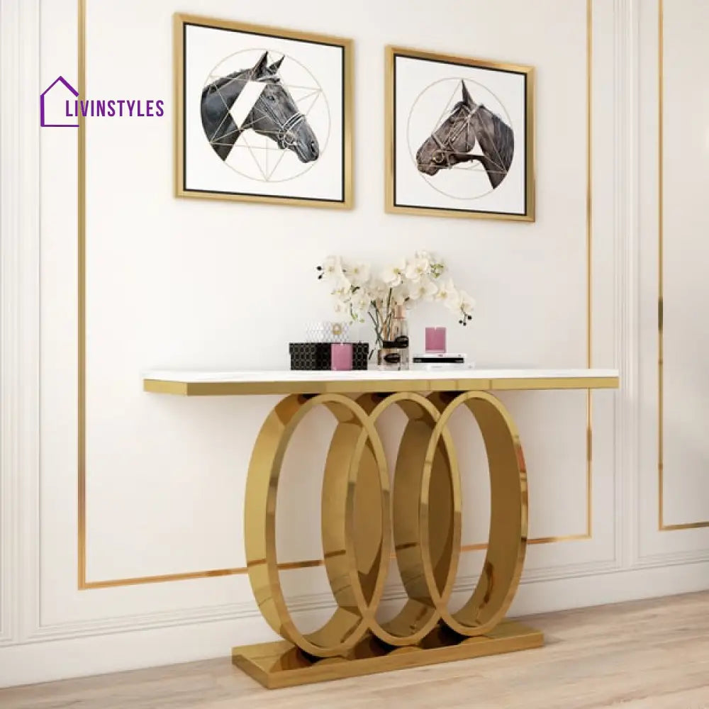 James Stainless Steel With Pvd Coated And Marble Top Console Table