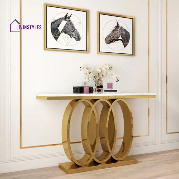 James Stainless Steel With Pvd Coated And Marble Top Console Table