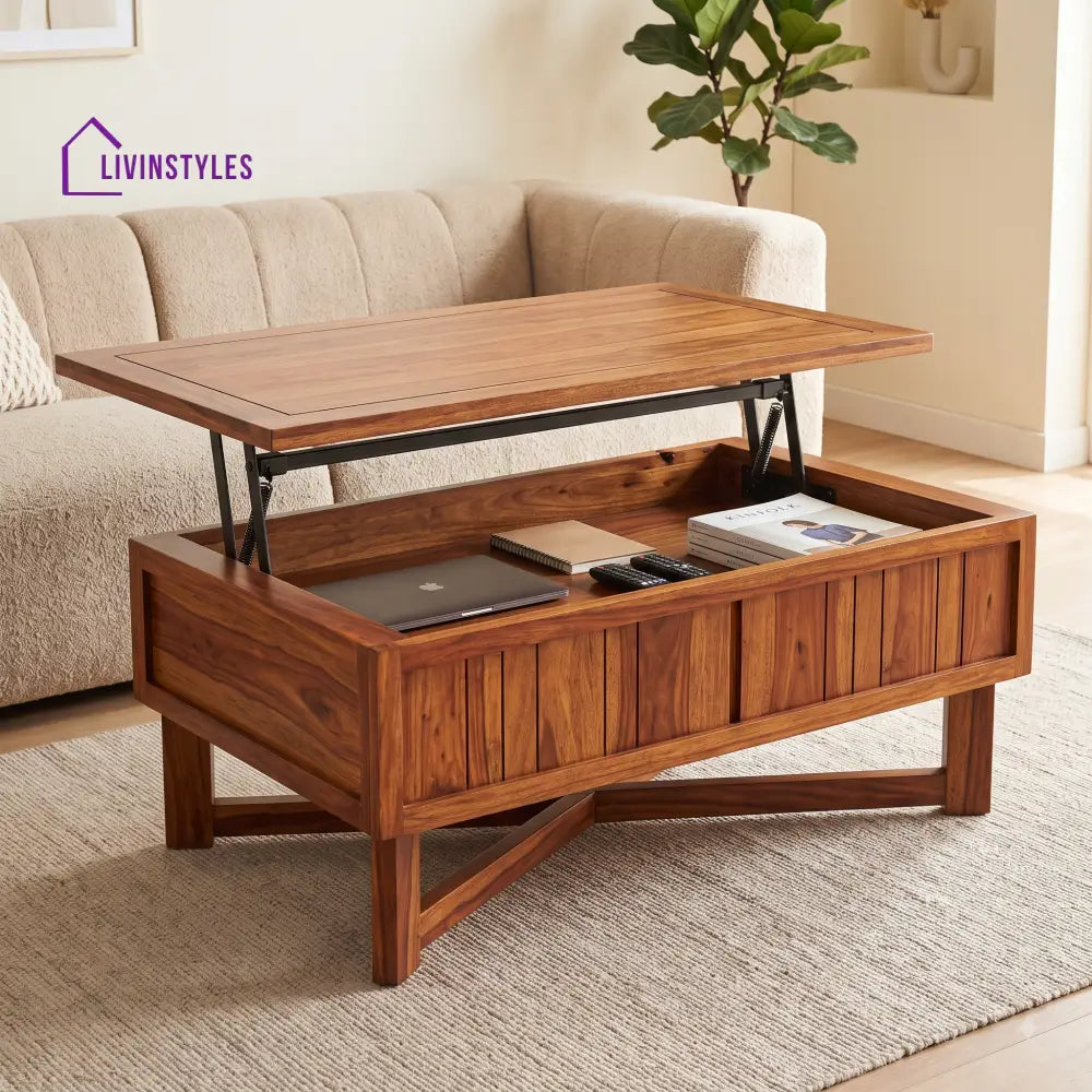 Janaki Sheesham Wood Lift Top Coffee Table for Living Room