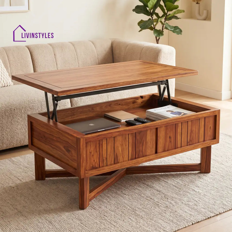 Janaki Sheesham Wood Lift Top Coffee Table for Living Room