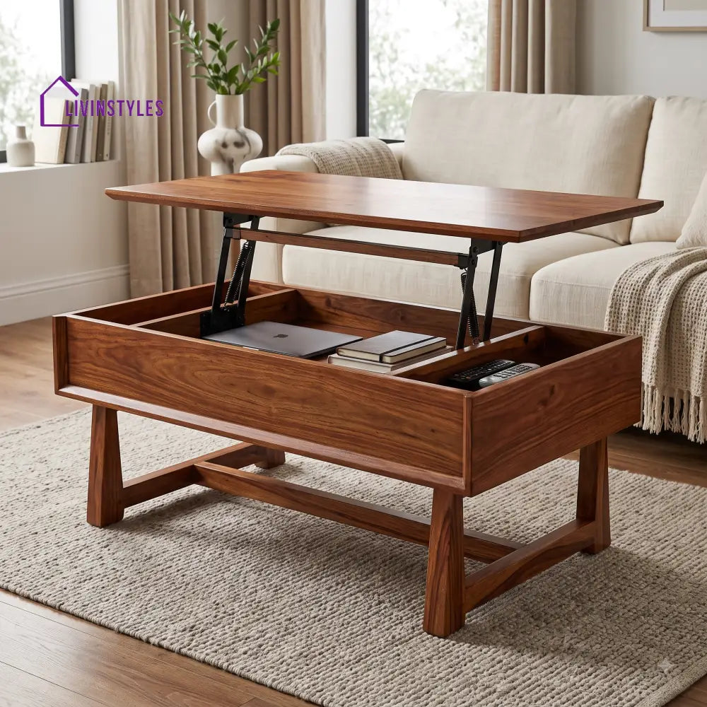 Janani Sheesham Wood Lift Top Coffee Table for Living Room