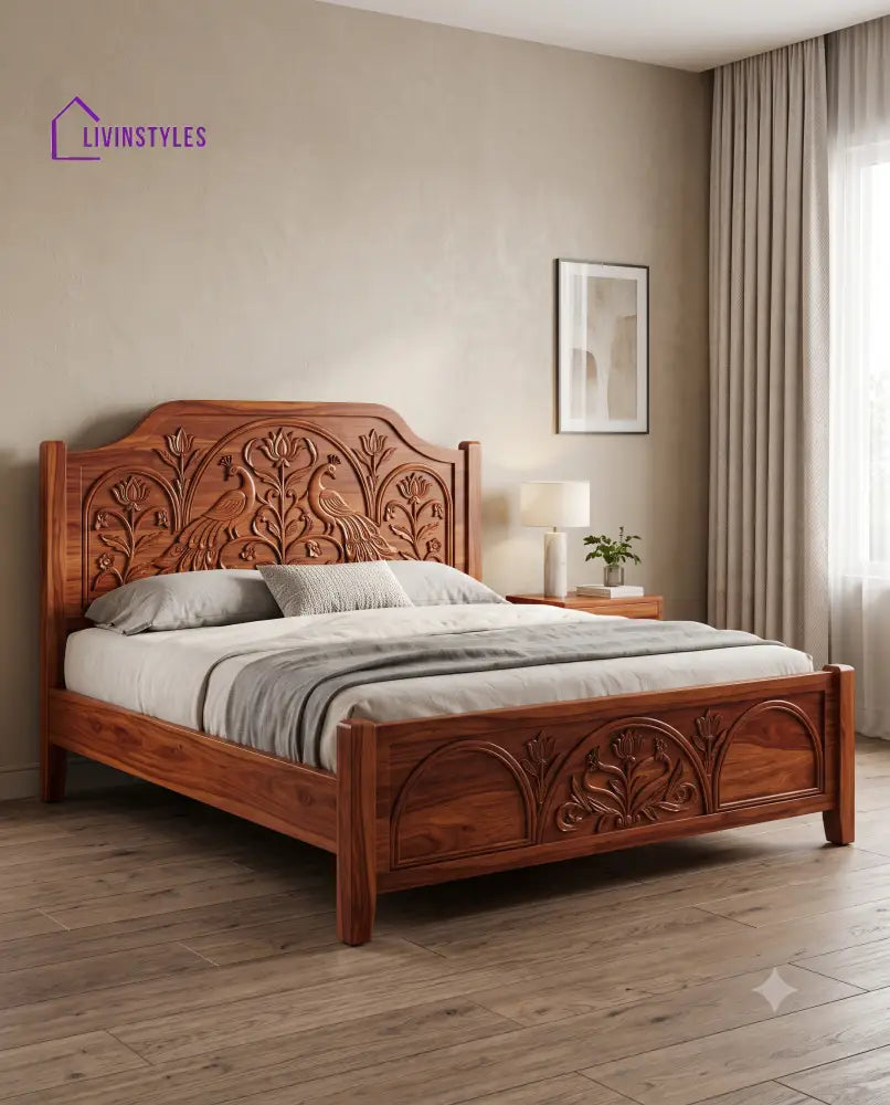 Janani Wooden Bed | Solid Wood Double Bed | Wooden King size bed & Wooden Queen size bed