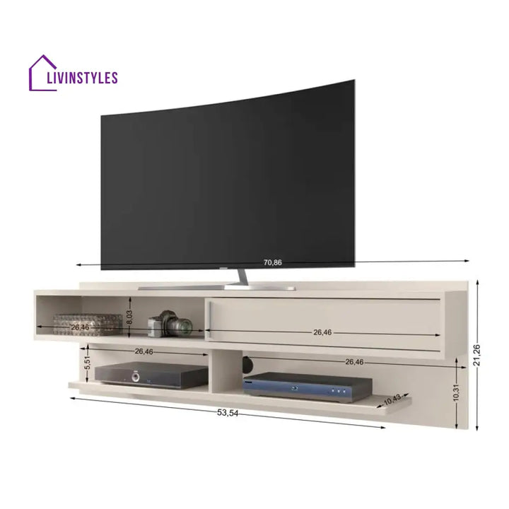 Jane Wall Mounted White Finish Tv Unit Stand for Living Room