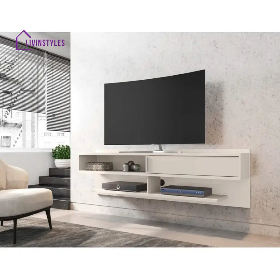 Jane Wall Mounted White Finish Tv Unit Stand for Living Room