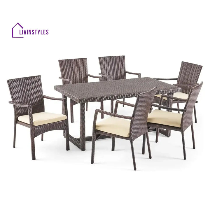 Janhavi 7-Piece Outdoor Rattan Wicker Dining Set - Dining Set