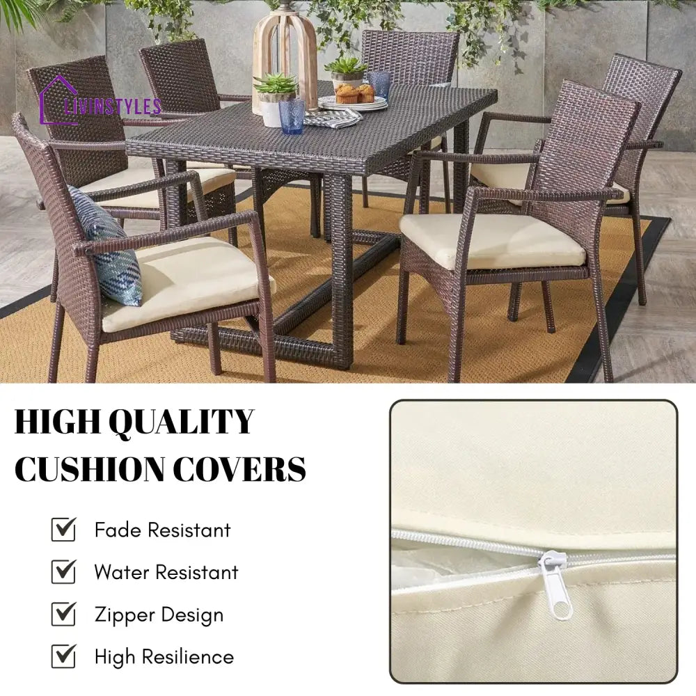 Janhavi 7-Piece Outdoor Rattan Wicker Dining Set - Dining Set