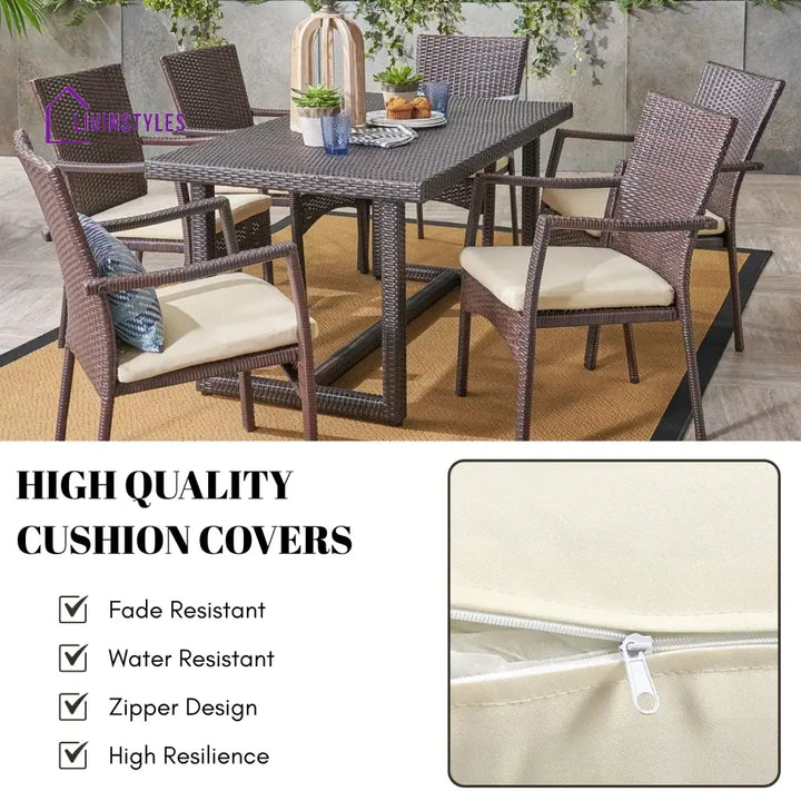 Janhavi 7-Piece Outdoor Rattan Wicker Dining Set - Dining Set
