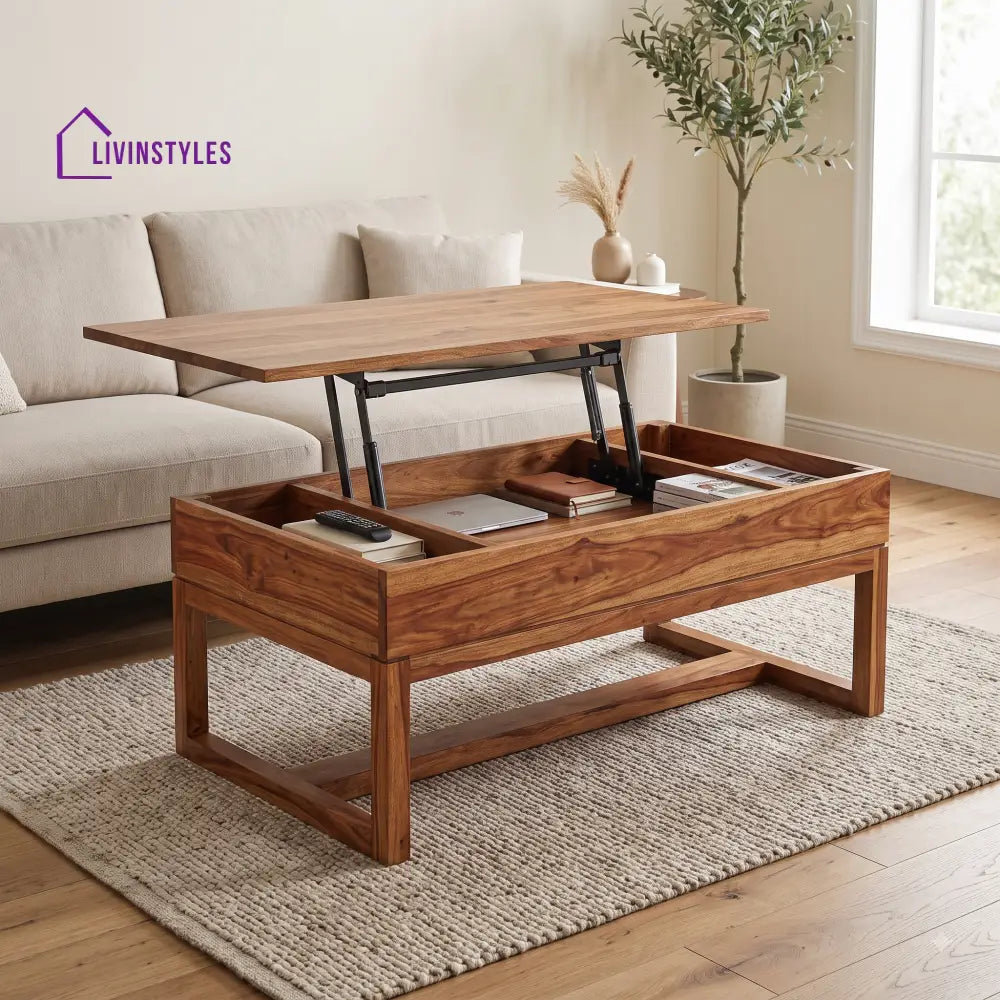 Janhavi Sheesham Wood Lift Top Coffee Table for Living Room