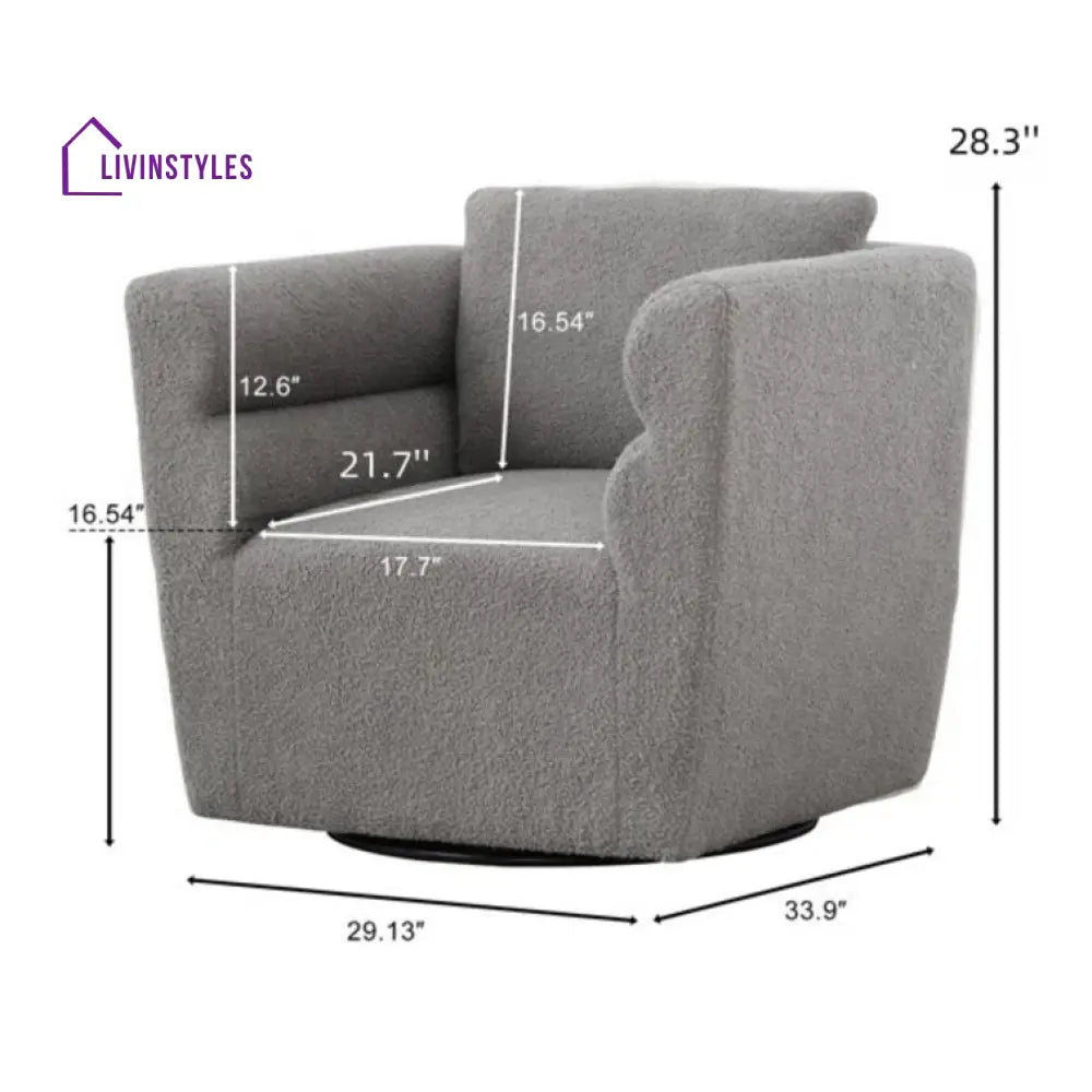 Janhvi Solid Wood and Fabric Arm Chair | Living Room Chair | Lounge Chair - 360 Rotating