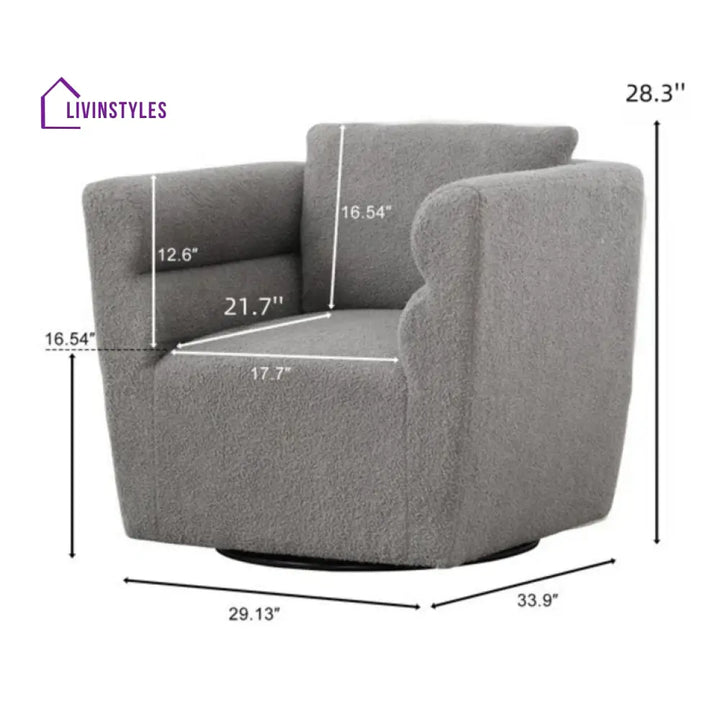 Janhvi Solid Wood and Fabric Arm Chair | Living Room Chair | Lounge Chair - 360 Rotating