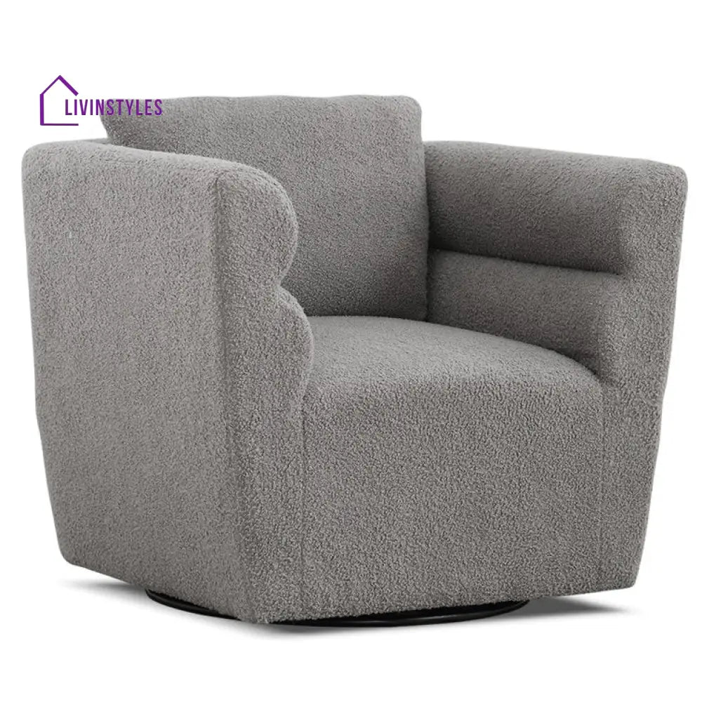 Janhvi Solid Wood and Fabric Arm Chair | Living Room Chair | Lounge Chair - 360 Rotating