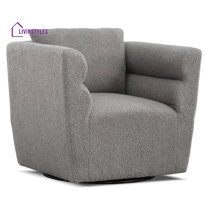 Janhvi Solid Wood and Fabric Arm Chair | Living Room Chair | Lounge Chair - 360 Rotating