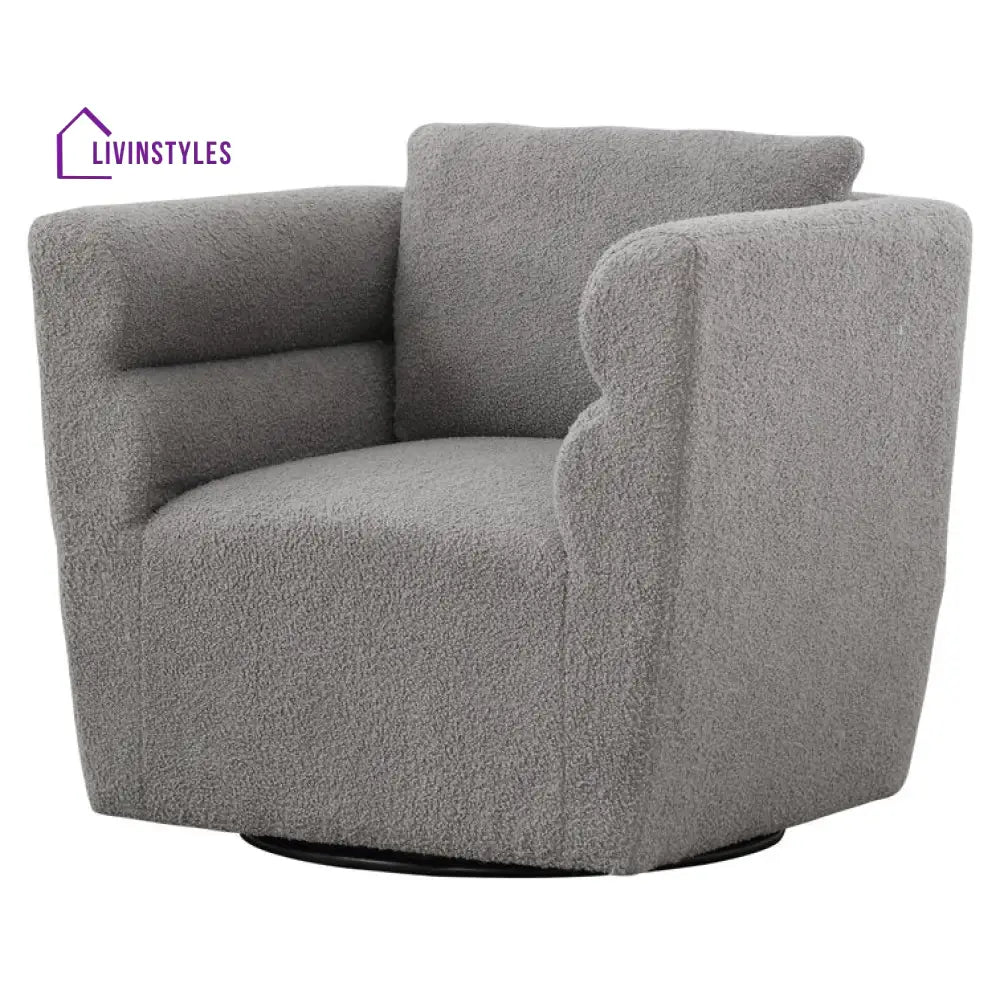 Janhvi Solid Wood and Fabric Arm Chair | Living Room Chair | Lounge Chair - 360 Rotating