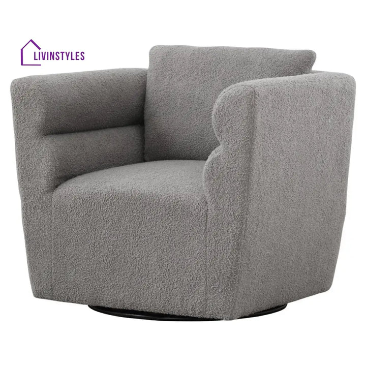 Janhvi Solid Wood and Fabric Arm Chair | Living Room Chair | Lounge Chair - 360 Rotating