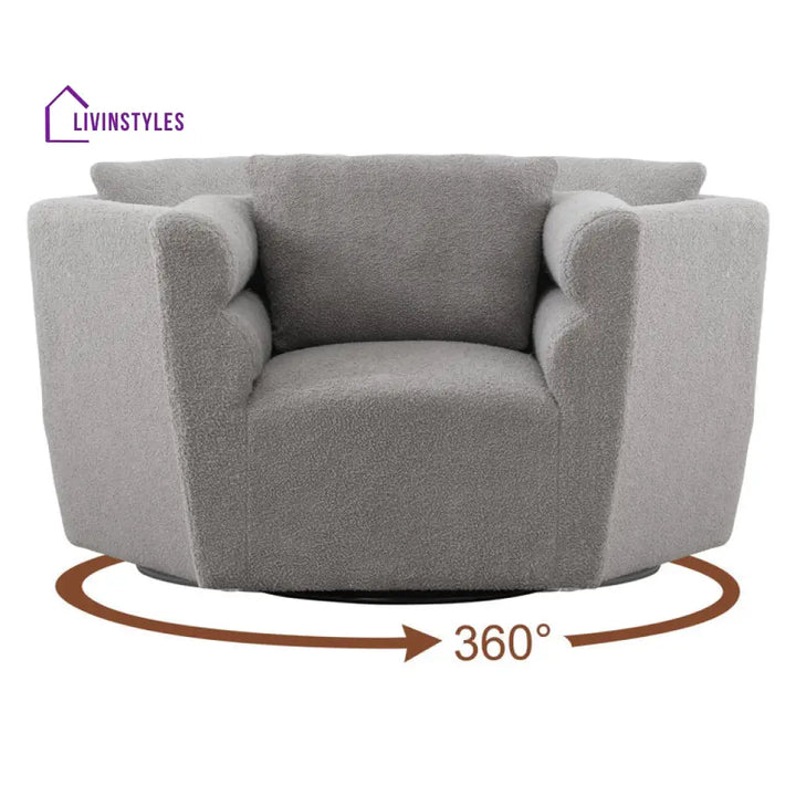 Janhvi Solid Wood and Fabric Arm Chair | Living Room Chair | Lounge Chair - 360 Rotating