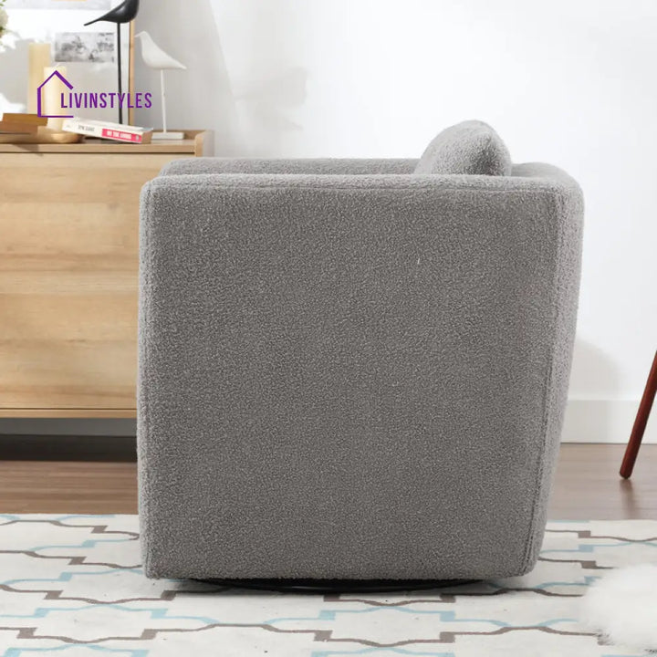 Janhvi Solid Wood and Fabric Arm Chair | Living Room Chair | Lounge Chair - 360 Rotating