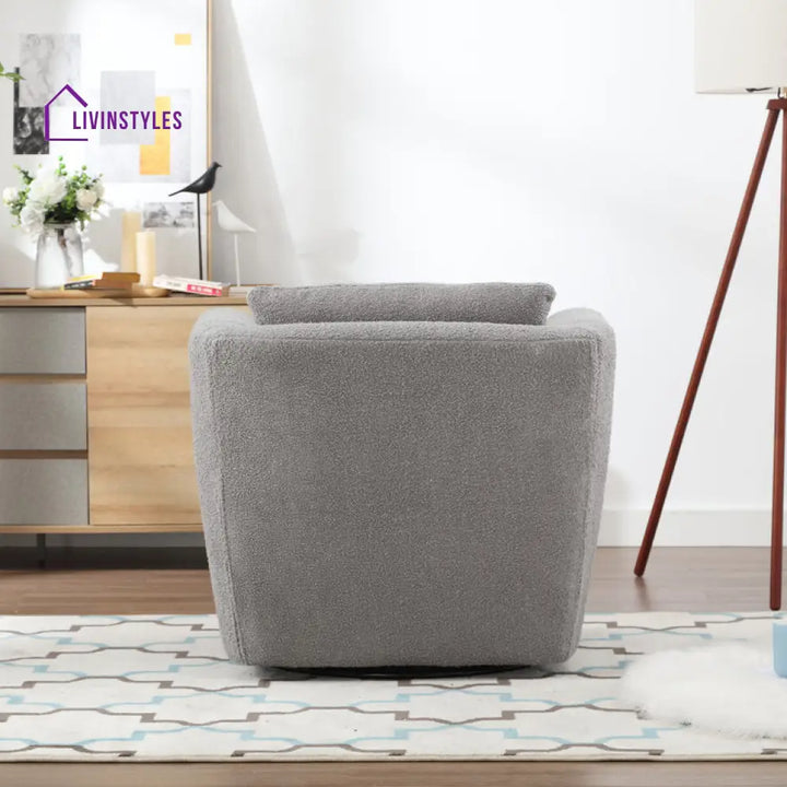Janhvi Solid Wood and Fabric Arm Chair | Living Room Chair | Lounge Chair - 360 Rotating