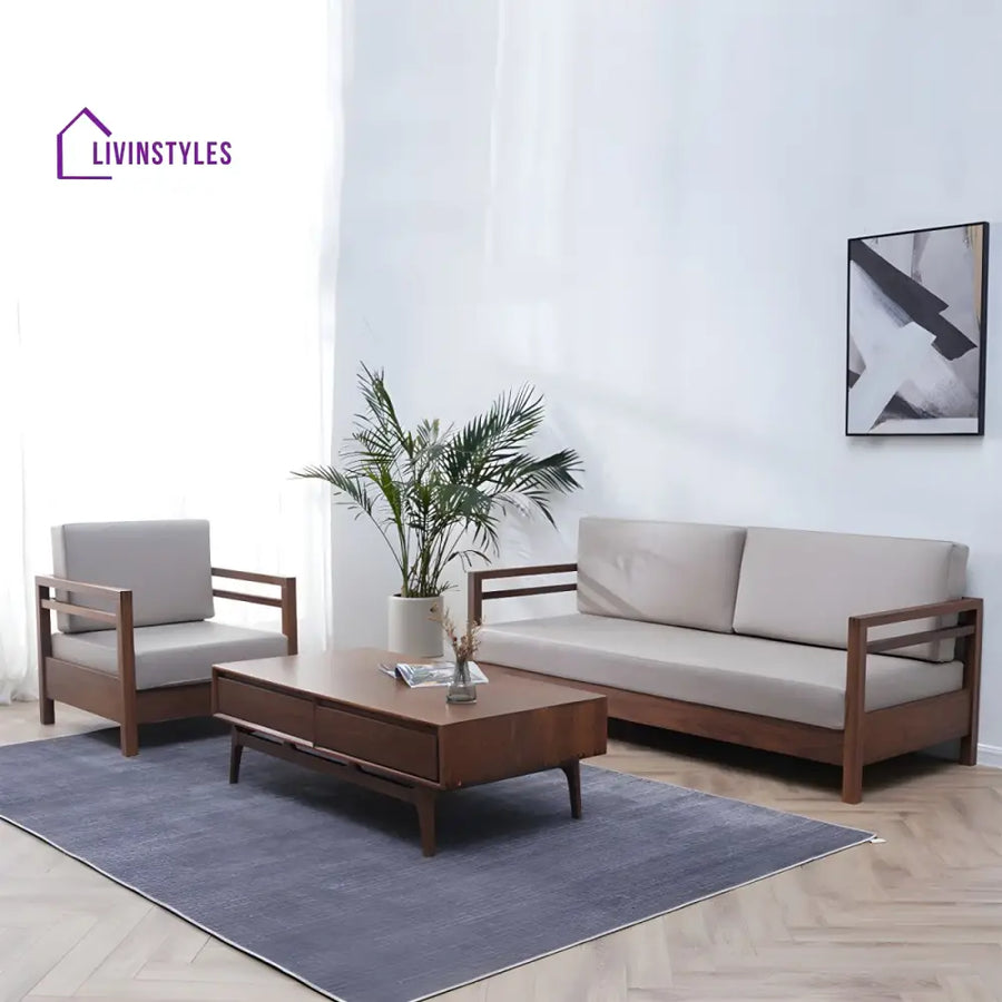 Janisha Solid Wood 3 + 1 + 1 Seater Sofa for Living Room