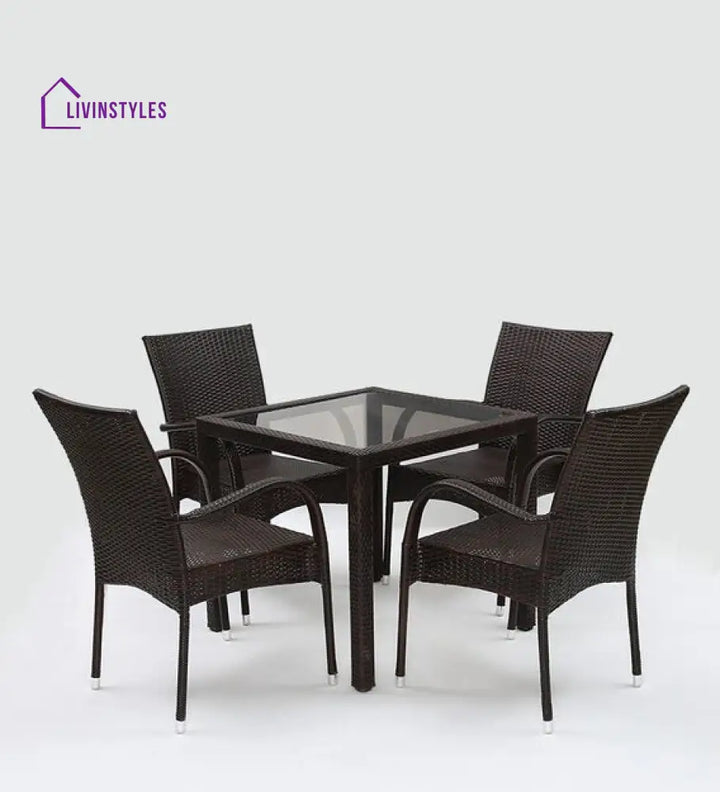 Jank Outdoor Patio Seating Set 4 Chairs and 1 Table Set (Dark Brown) - Coffee Table Sets