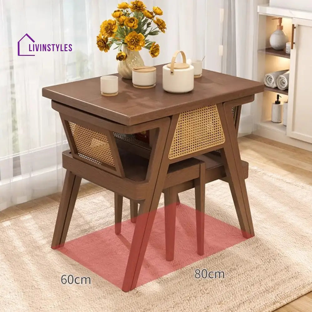 Space Saver Solid Wood Table with 2 Chairs Set TABLE SET