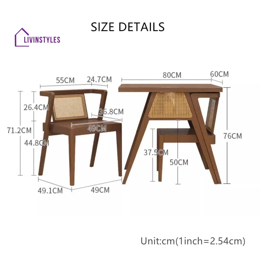 Space Saver Solid Wood Table with 2 Chairs Set TABLE SET