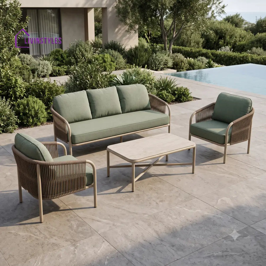 Janusz Premium MS Frame with Powder Coated Outdoor Sofa Set with Weather Proof Fabric