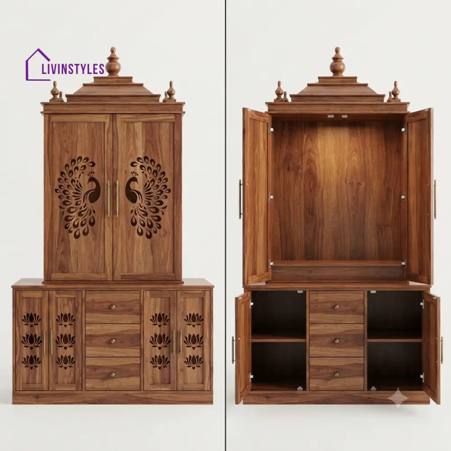 Janvi Premium Solid Wood Home Temple | Pooja Mandir for Home