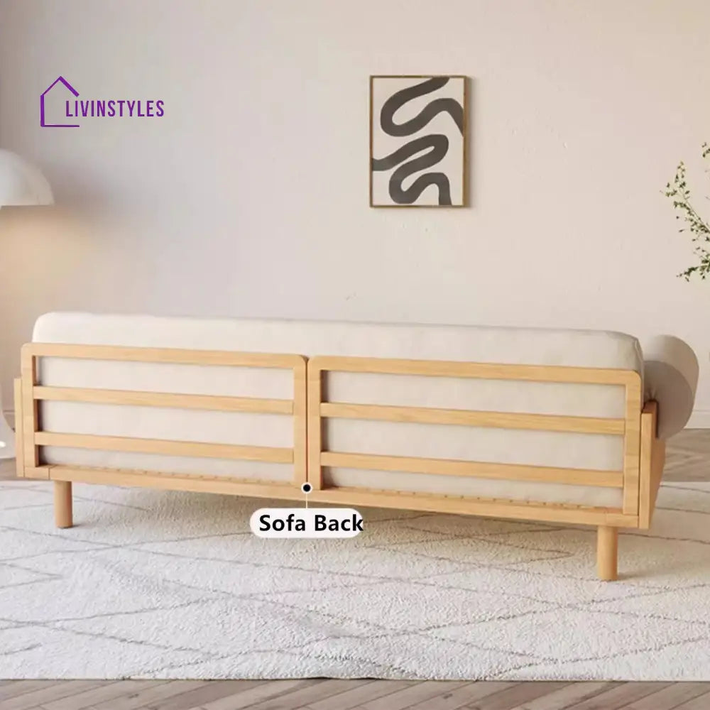 Japandi Solid Wood Recessed Arms Folding Sleeper Sofa Bed SOFA BED