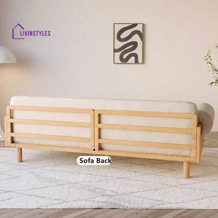 Japandi Solid Wood Recessed Arms Folding Sleeper Sofa Bed SOFA BED