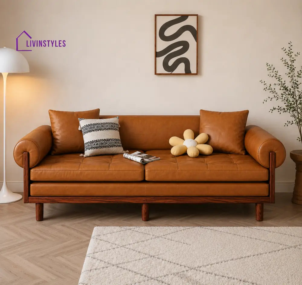 Japandi Solid Wood Recessed Arms Folding Sleeper Sofa Bed - SOFA BED