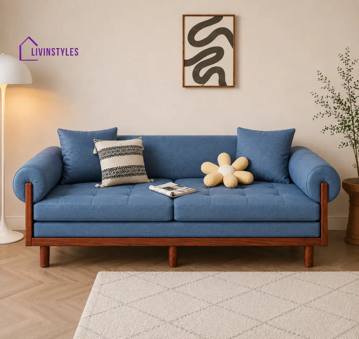 Japandi Solid Wood Recessed Arms Folding Sleeper Sofa Bed - SOFA BED