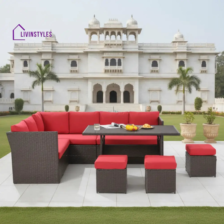 Jasina Outdoor Seating Sofa Set With Ottomans