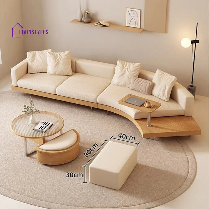 Japandi Solid Wood Curved Sofa SOFA