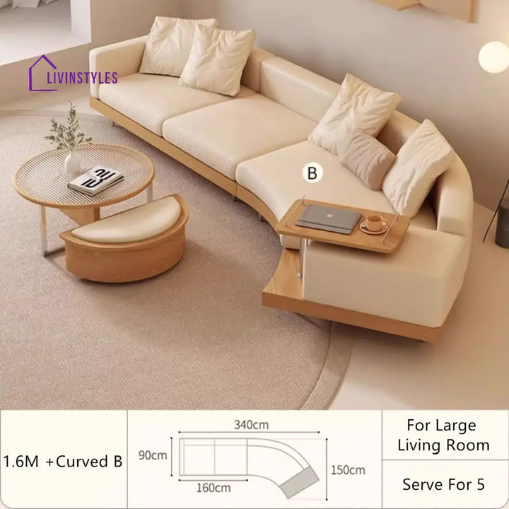 Japandi Solid Wood Curved Sofa CURVED B + 1.6M SOFA