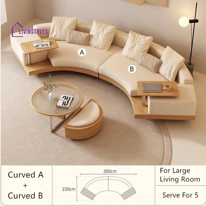 Japandi Solid Wood Curved Sofa CURVED A + CURVED B SOFA