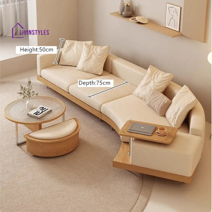 Japandi Solid Wood Curved Sofa SOFA