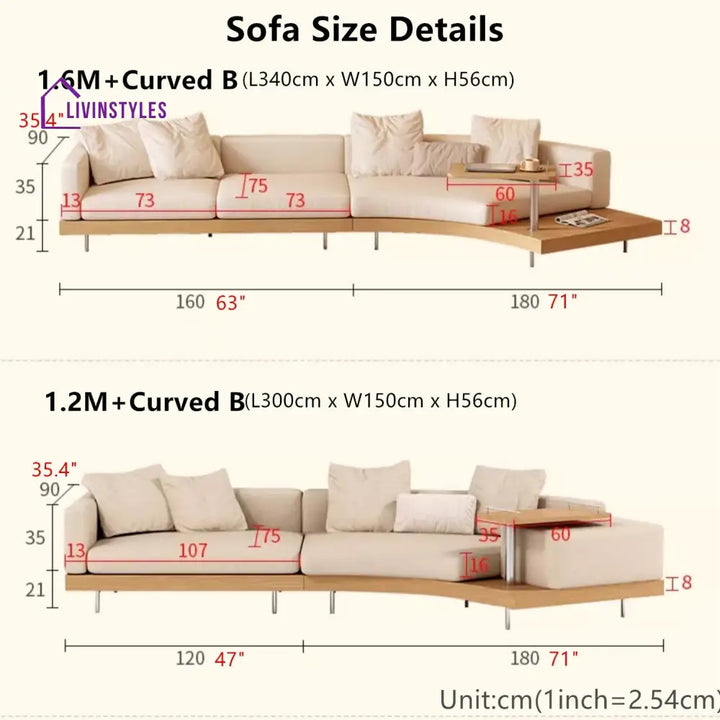 Japandi Solid Wood Curved Sofa CURVED A + 1.6M SOFA