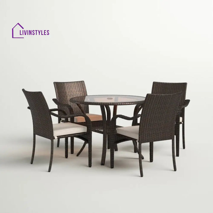 Jasmin 4 Seater Round Outdoor Set With Cushions