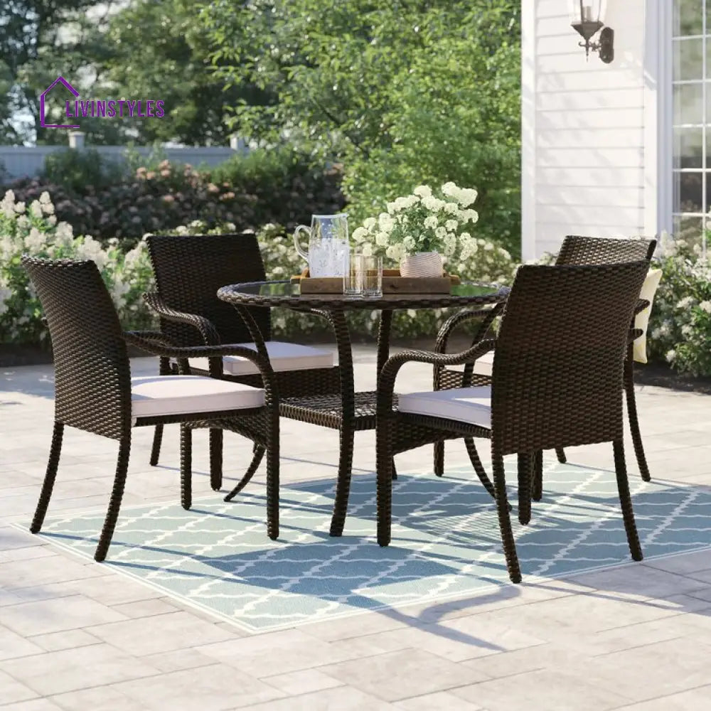 Jasmin 4 Seater Round Outdoor Set With Cushions